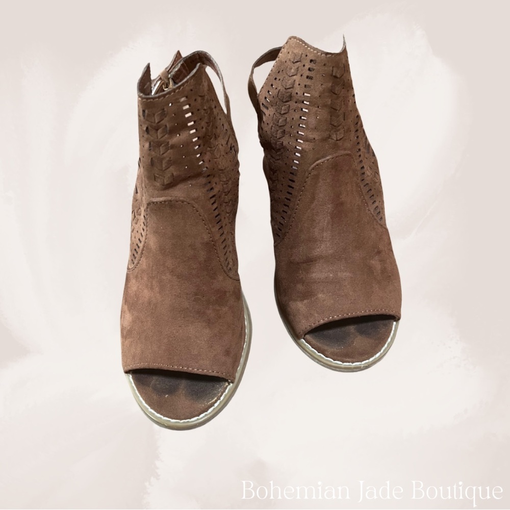 Universal Thread Brown Sling Back Peep Toe Mule Heels - Picture 4 of 4